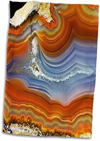 Кърпа за ръце с 3D Розов граница от Ахат и Кварцсита, 15 x 22, Оранжево-синьо