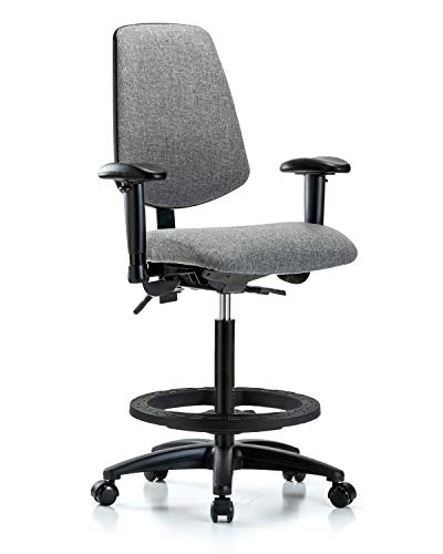 Стол за сядане LabTech LT41780 Тканевое С Висока Облегалка, Найлонова Рамка със Средна Облегалка, Наклон, Подлакътници, Черен Пръстен