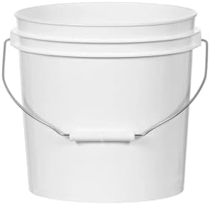 Бяло кофа с капак ATERET обем 1 галон - Твърда Универсална кофа с обем 90 Мл - Хранително - Пластмаса и не съдържа BPA (6 опаковки)