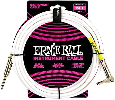 Инструментален кабел Ърни Ball, Стрейт, 15 метра, Бял