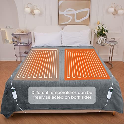 Електрическо одеяло Greenoak Одеяло с топъл Queen 84 x 90, 10 Нива на отопление, Фланелевое одеяло с двойно подгряване, 5 Таймера за Автоматично изключване, Меко Електрическо ?