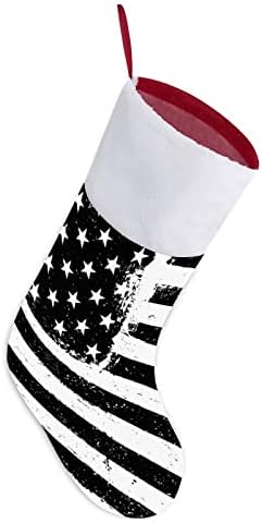 Черни Коледни Чорапи с Флага на сащ, Чорапи с Плюшено Камина, Висящи за Домашен интериор Елхи
