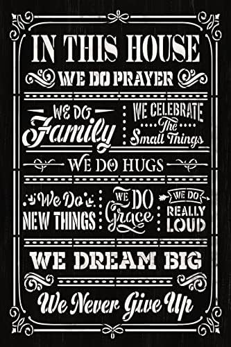 в този дом Ние създаваме Шаблон за молитва семейни правила от StudioR12 - Изберете размер - Произведено в САЩ - Направи си сам Вдъхновяващо
