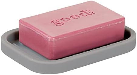 Силиконов препарат за съдове IDesign, държач за сапун и кухненска гъба, Колекция Lineo – Правоъгълна, 5 x 3,5 x 5, Сив