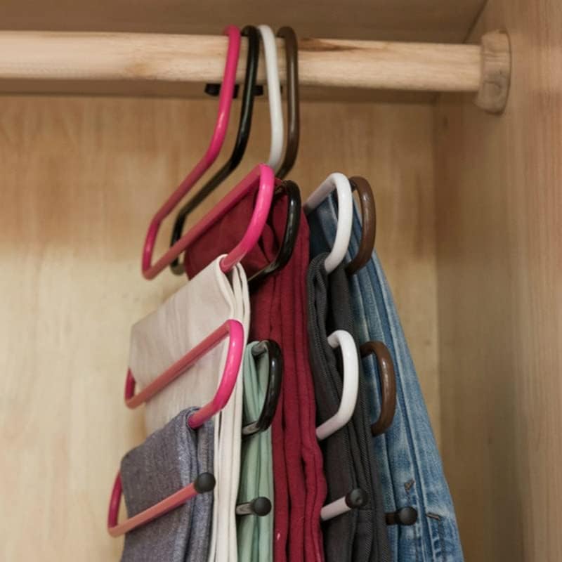 N/A 5 Слоеве Железни Закачалки за съхранение в гардероба S-образна форма, Панталони, закачалка за панталони, многопластови стелажи