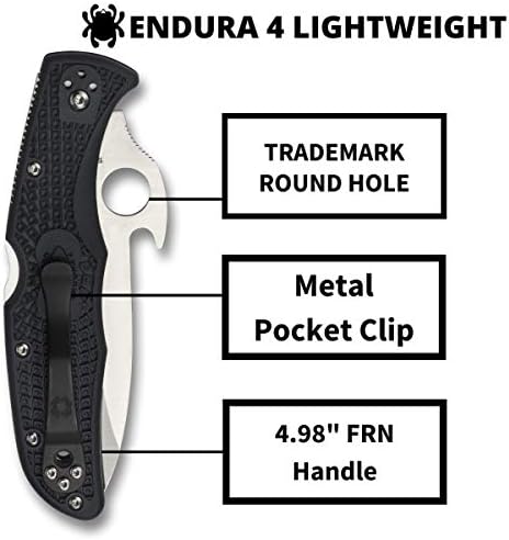Корпоративна нож Spyderco Endura 4, с острие от стомана 3,80 инча VG-10 с нож Emerson и до frn дръжка - PlainEdge - C10PGYW