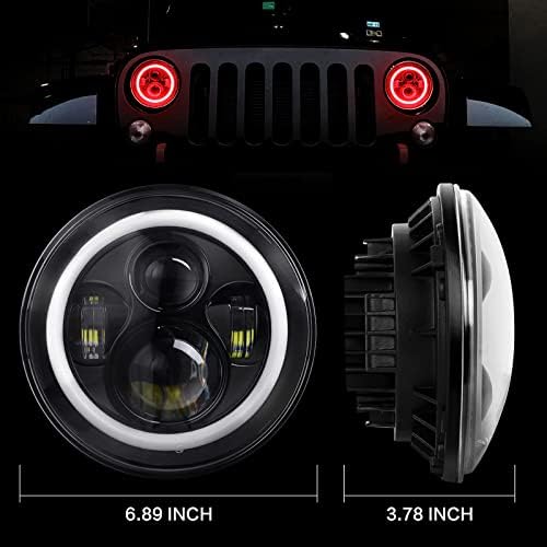 Aaiwa 7 Led Фарове за Wrangler, 7-инчов С led светлина RGB с горивото DRL Bluetooth, съвместима с Wrangler 1997-2017 TJ LJ JK JKU