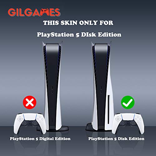 Етикети GilGames на Кожата за Playstation 5, Vinyl Защитно фолио, Пълен Комплект, Предна панел, Защитен калъф, Комплект Стикери за конзола и контролер (Дисково издание)