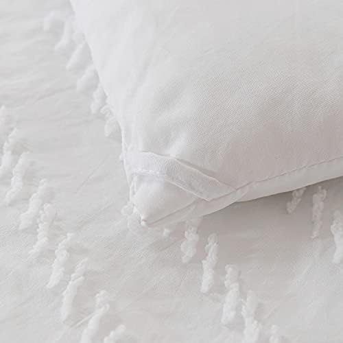 Комплект одеяла SLEEPBELLA California King, Бял Комплект постелки с шевронным модел, Комплект завивки в стил бохо, лек и пухкав
