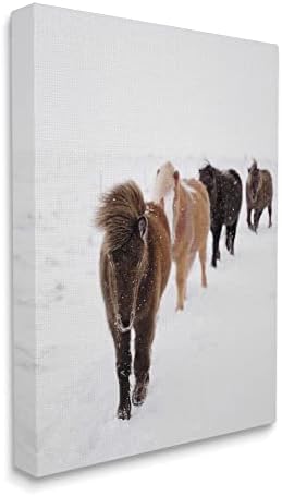 Зимните разходки на коне Stupell Industries на Бяло поле В снежна време, Дизайн Ейми Brinkman, 30 x 40