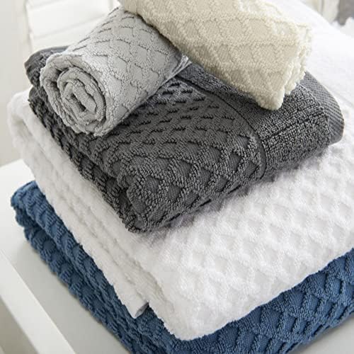 Комплект хавлиени кърпи Great Bay Home от памук Сиво | 4 Меки Хавлиени кърпи (30 x 52 инча) | бързо съхнещи хавлиени кърпи