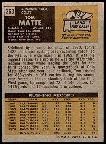 1971 Topps 263 Това Мат Балтимор Колтс (Футболна карта) VG/БИВШ Колтс Охайо St