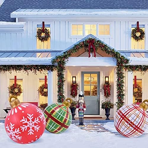 23,62 инча Коледен Открит Гигантски Надуваем Декоративен PVC Топка Гигантски Коледен Надуваем Балон Семейни Улични Украси Празничната