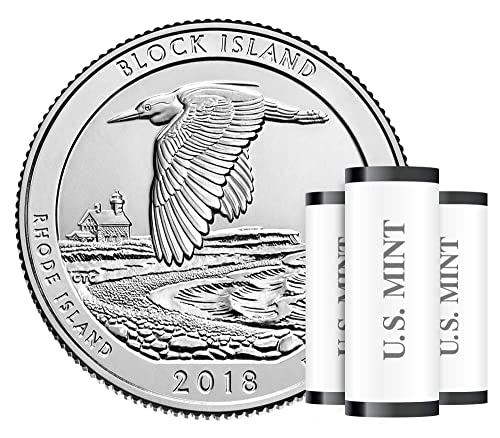 2018 Различни марки мента Block Island America the Beautiful Quarter Rolls SPD 18ARQ Комплект от 3 Роли в Монетния двор на САЩ, Без да се прибягва