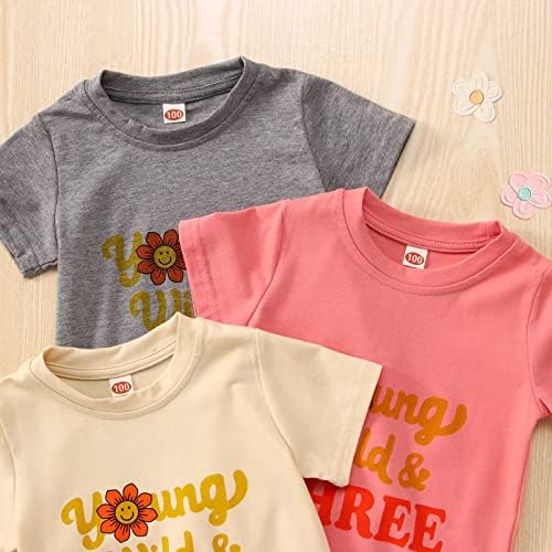 MODNTOGA/ Блузи за деца на 3-ия Ден от Раждането, Тениска с изображение, Слънчоглед, Къс Ръкав, Летни Дрехи За малките Момичета Young Wild & Three Baby