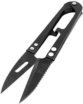 Инструмент за бродиране и шиене X-DREE, Ножици за рязане на метална нишка, с Остър нож, ножица, дължина 111 мм, Черен (Herramienta