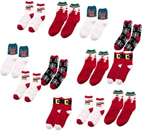 Коледни чорапи GALPADA, 12 чифта Чорапи Коледната серия, Коралови Флисовые Чорапи, Топли чорапи (Случаен цвят)