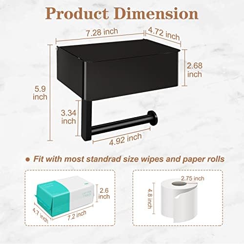 Държач за тоалетна хартия Bjiotun с рафт - за Съхранение на Тоалетна хартия от Неръждаема Стомана SUS304 и Закачалка за дрехи на