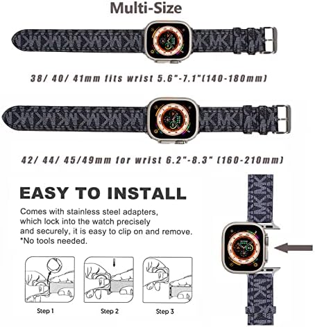 Дизайнерски Луксозни Кожени каишки за часовници, съвместими с Apple Watch Band 38 мм 40 мм 41 мм 42 мм 44 мм 45 мм на 49 мм, съвместими с серии 8 7 6 5 4 3 2 1 SE За жени и мъже, Разменени гри