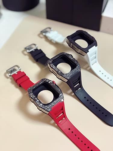 DYIZU Нов комплект модификация на Apple Watch Серия 7 Метален корпус 45 мм + силикон каишка за iWatch 44 SE 6 5 4 Седалките са изработени