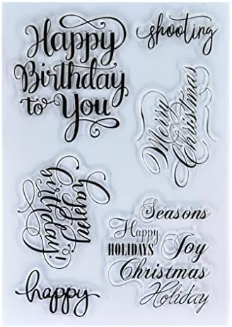 DDOUJOY Думи честит Рожден Ден на Теб Весели Празници Сезона Прозрачни Печати за Направата на Картички, Бижута и САМ Scrapbooking
