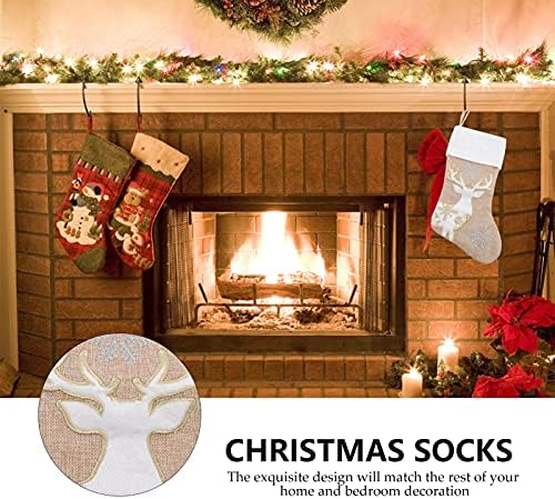 Коледни Чорапи от Зебло NUOBESTY, Украса, Големи Коледни Чорапи от Зебло, Ленени Оригиналните Чорапи за Семейството, Декор за домашни