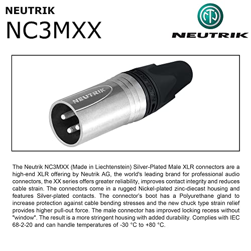 Най-ДОБРИТЕ В СВЕТА КАБЕЛИ 2 бр. - Балансиран микрофон, кабел с дължина 1,5 метра, обичай с помощта на Mogami 2549 (черен) Кабели и конектори Neutrik NC3MXX и NC3FXX сребрист цвят XLR