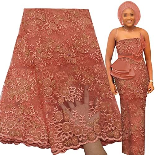 Африканска лейси кърпа 5 ярда, нигерийская дамски сватбена бродерия, френски тюл, лейси мрежест материал
