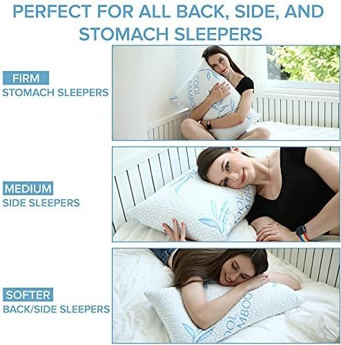 2 Опаковки Класни бамбук възглавници за сън - Регулируеми Възглавнички за леглото за Сън - Луксозна възглавница за спане на хълбоците,