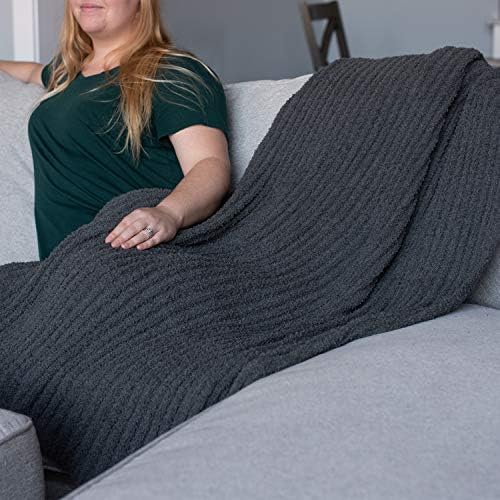 Комфортен Мъжки одеяло DEMDACO Тъмно Оловянно-Сив цвят От Плетиво Полиэстеровой тъкан 55 x 55, Създаващо Усещане за Комфорт