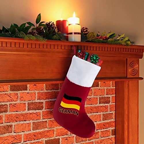 Коледни Чорапи с Флага на Германия, Чорапи с Плюшено Камина, Висящи за Домашен интериор Елхи