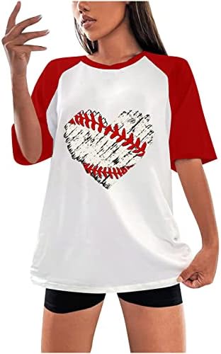 Женска Тениска с Бейсбольным Сърце Проблемно Сърце С Къс ръкав Мама, Мама, Тениска с кръгло деколте