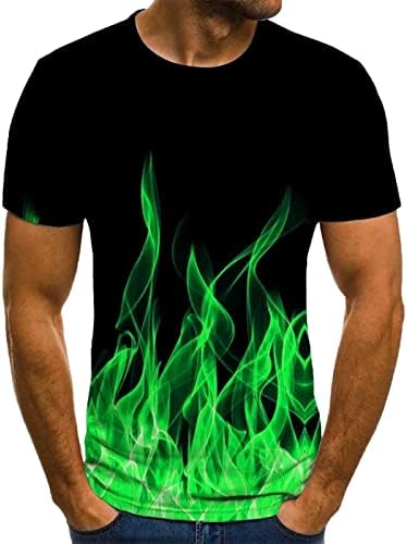 Тениска за Мъже с Къс ръкав и Кръгло деколте с 3D Принтом Пламък, плътно Прилепнали Спортни, Ежедневни, Пуловери, Тениски, Блузи, Потници