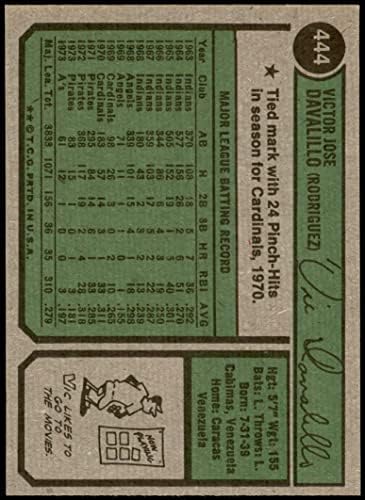 1974 Topps 444 Вик Давалилло Оукланд Атлетикс (Бейзболна карта) в Ню Йорк + Лека атлетика