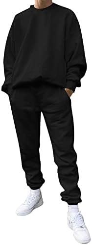 Мъжки Спортен костюм ZHUER, Комплект от 2 теми, Ежедневни Однотонная Hoody с кръгло деколте и Спортни Панталони, Спортни Костюми