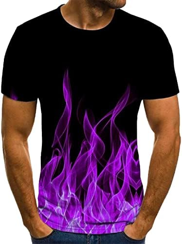 Тениска за Мъже с Къс ръкав и Кръгло деколте с 3D Принтом Пламък, плътно Прилепнали Спортни, Ежедневни, Пуловери, Тениски, Блузи,