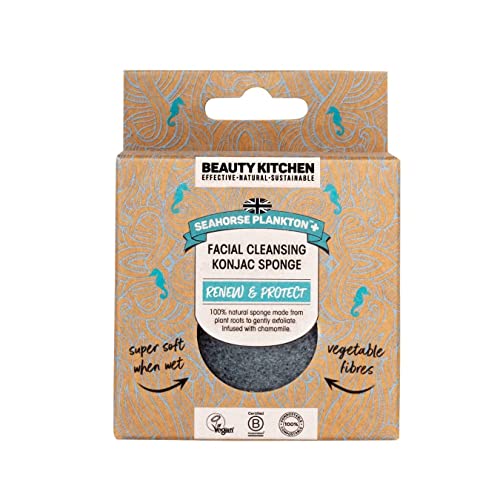 Beauty Кухня Seahorse Plankton + Почистваща гъба основната коняк за лице - Натурална и екологично чиста - Веганская козметика