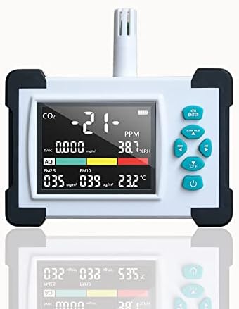 Мониторинг на качеството на въздуха, 7-в-1 Монитор на въздуха, Тестер за Въглероден двуокис, TOVC, HCHO, ФПЧ2.5, PM10, Температура