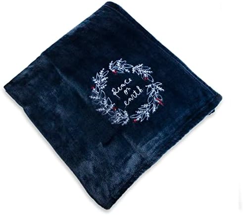 Каре Rae Dunn - Меки Декоративни Наметала за легло или диван, Удобни Наметала за дивана, Коледно Плюшено одеяло от тъмно синьо отвътре