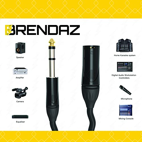 Балансирано аудио кабел BRENDAZ 1/4 (6,35 мм) TRS Male-XLR Male, Съвместим с 6,5-инчов двустранно високоговорител студиен монитор