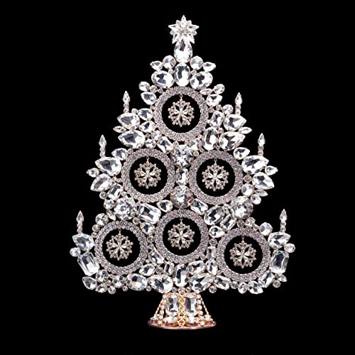 Коледно дърво от снежинками, Коледно дърво, ръчна изработка, украсени снежинками с прозрачни кристали планински кристал.