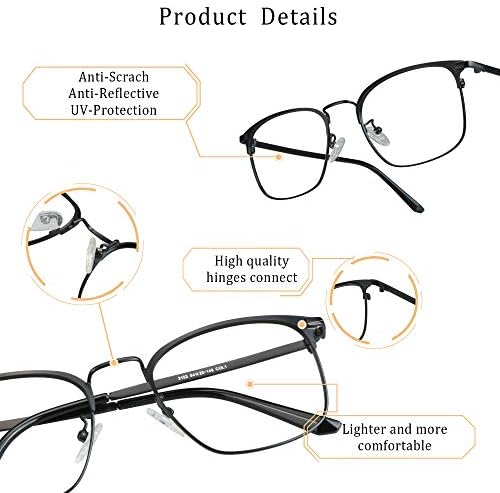 Очила в кръгла рамка от алуминиеви LifeArt, Блокер Синя Светлина Очила За четене + 0,75 Увеличаване на