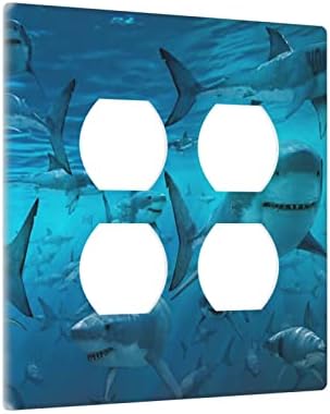 Shark Двустепенна Розетка Двойна Капачка на Ключа Декоративни Стенни Табела 2 на Бандата, Изход за Момчета Спалня Хол Пералня Кухня Декоратор