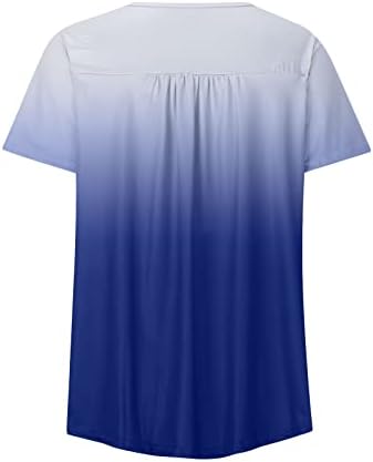 Блуза, Тениска за Жени Лято Есен 2023 С Къс Ръкав Vneck Памучен Графична Тениска Копчета С равен брой гласове-Боя GF GF