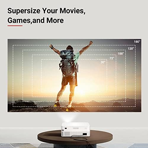 Мини проектор, Проектор Hasatek с Wi-Fi и Bluetooth, Поддръжка на проектора 4K, Преносим проектор за домашно кино, Открит Шрайбпроектор
