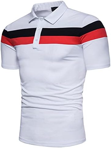 DGHM-JLMY Мъжки Зашити с Модерна Риза с къси ръкави, с къси ръкави, Памучен Риза в цвят Блок, Лятна Ежедневни Фланелка за голф С