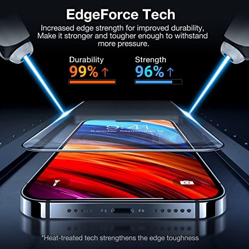 Защитно стъкло TORRAS Diamond Shield за iPhone 14 Pro Max с технологията EdgeForce [10 пъти небьющееся стъкло военни клас] от Закалено стъкло iPhone 14 Pro Max твърдост 9H, 2 опаковки