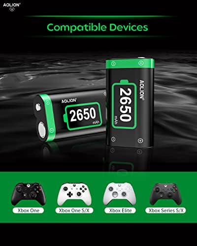 Зарядно устройство AOLION за батерията, контролер за Xbox, Акумулаторна батерия Xbox Голям капацитет 2X2650 ма с бързо зареждащата