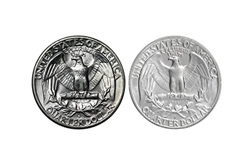 1959 D & 1963 D Washington Quarter 25C Bank 90% Сребро, Скъпоценни Детайл Блестящ Необращенный БУ Отличен Комплект от 2 Монети Рядък
