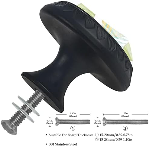 KRAIDO Дръжки за чекмеджета с Шарките на Тропически Ананас и Киви, 4 Бр., Кръгла Дръжка за шкаф с Винтове, Подходящ за Офис, Баня,